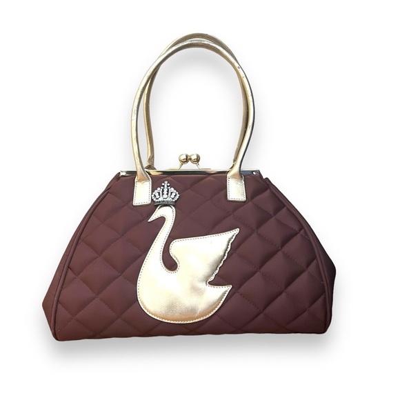 My Flat in London Handbags - My Flat in London Crowned Swan Handbag Brown and Gold